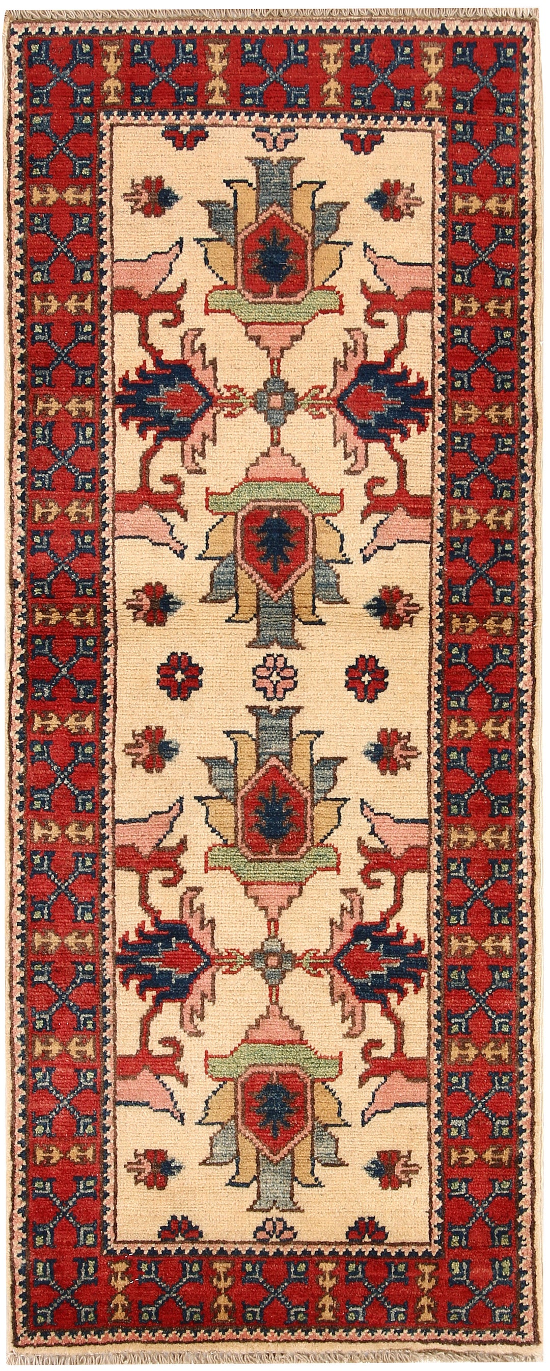 Blanched Almond Kazak 2' x 5' - No. 66556 - ALRUG Rug Store