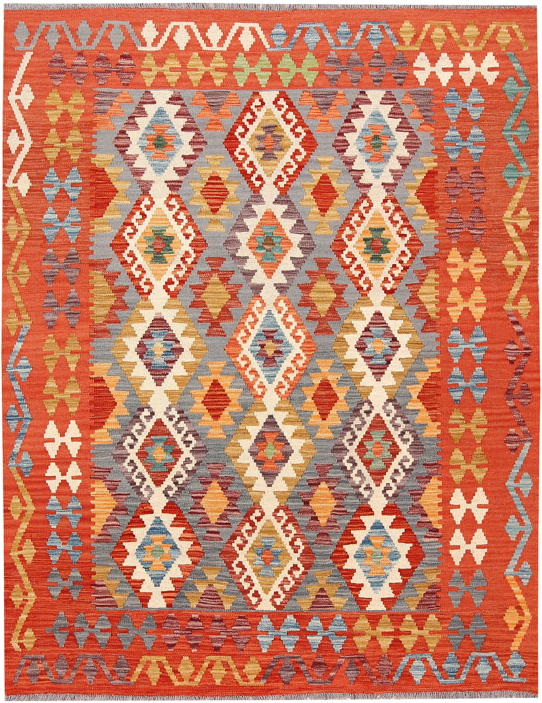 Multi Colored Kilim 5' 1 x 6' 6 - No. 66598 - ALRUG Rug Store