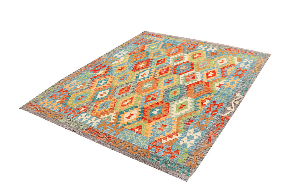 Multi Colored Kilim 5' 3 x 6' 4 - No. 66603 - ALRUG Rug Store