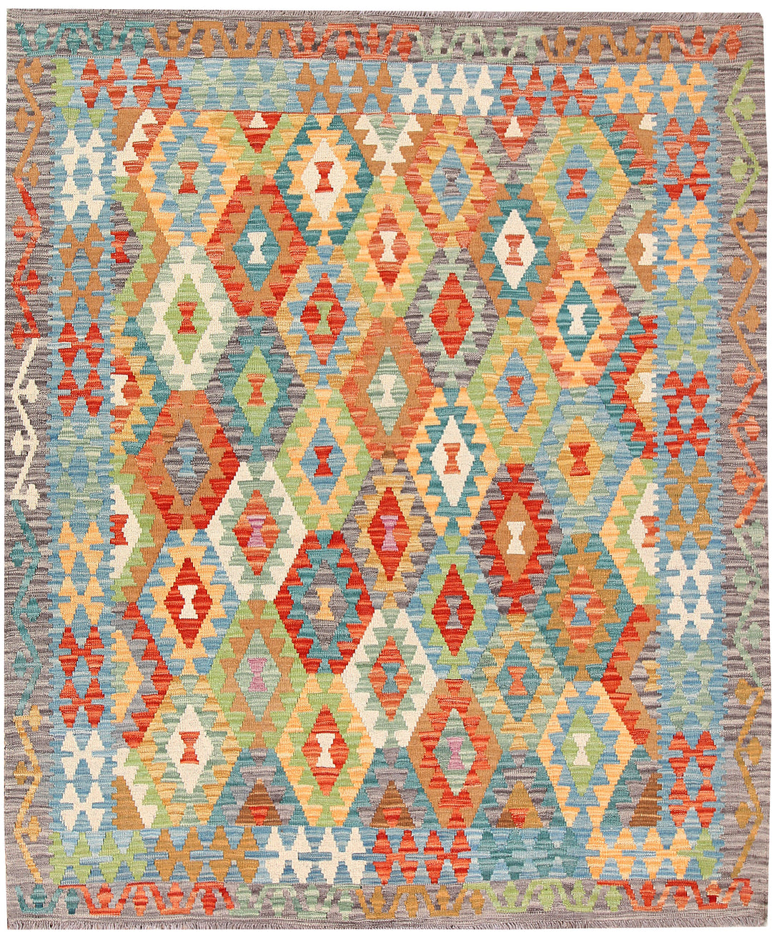 Multi Colored Kilim 5' 3 x 6' 4 - No. 66603 - ALRUG Rug Store