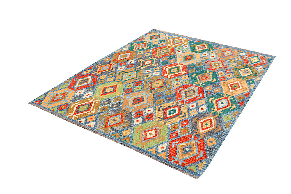 Multi Colored Kilim 5' 1 x 6' 6 - No. 66604 - ALRUG Rug Store