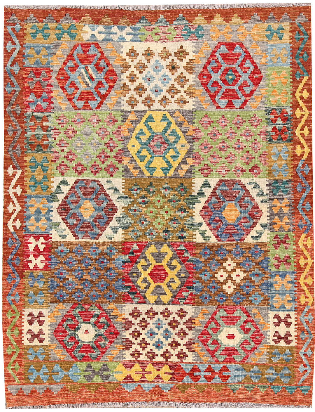 Multi Colored Kilim 4' 10 x 6' 2 - No. 66606 - ALRUG Rug Store