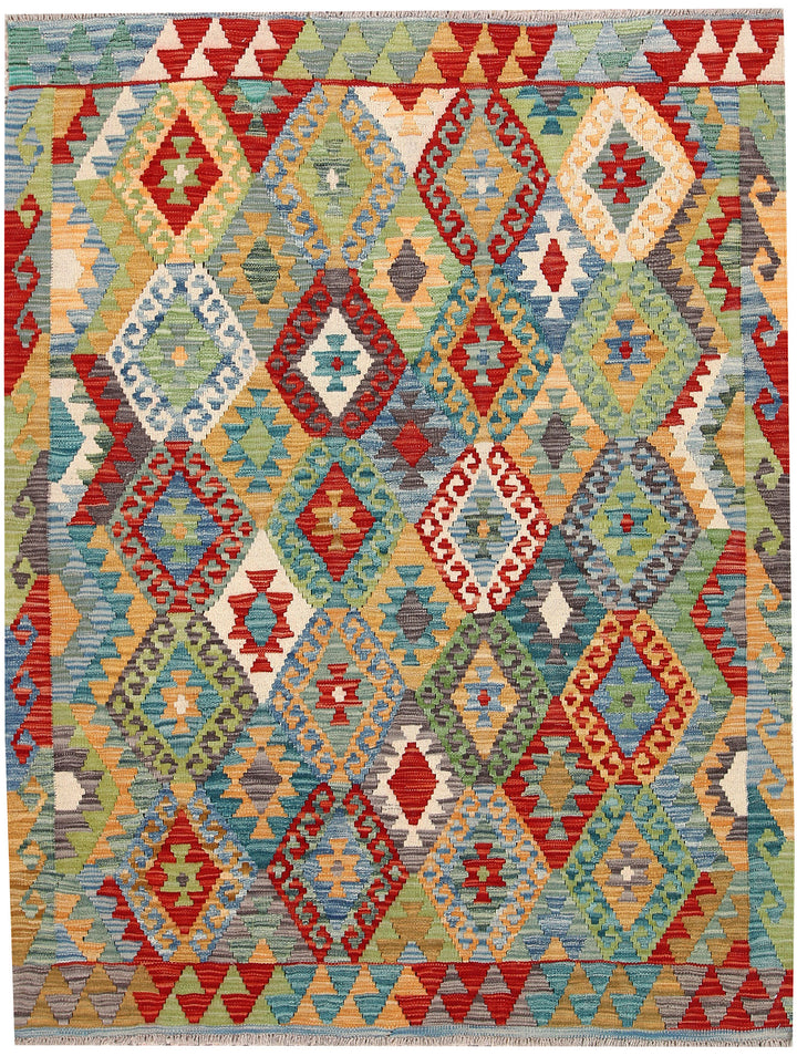 Multi Colored Kilim 4' 11 x 6' 3 - No. 66607 - ALRUG Rug Store