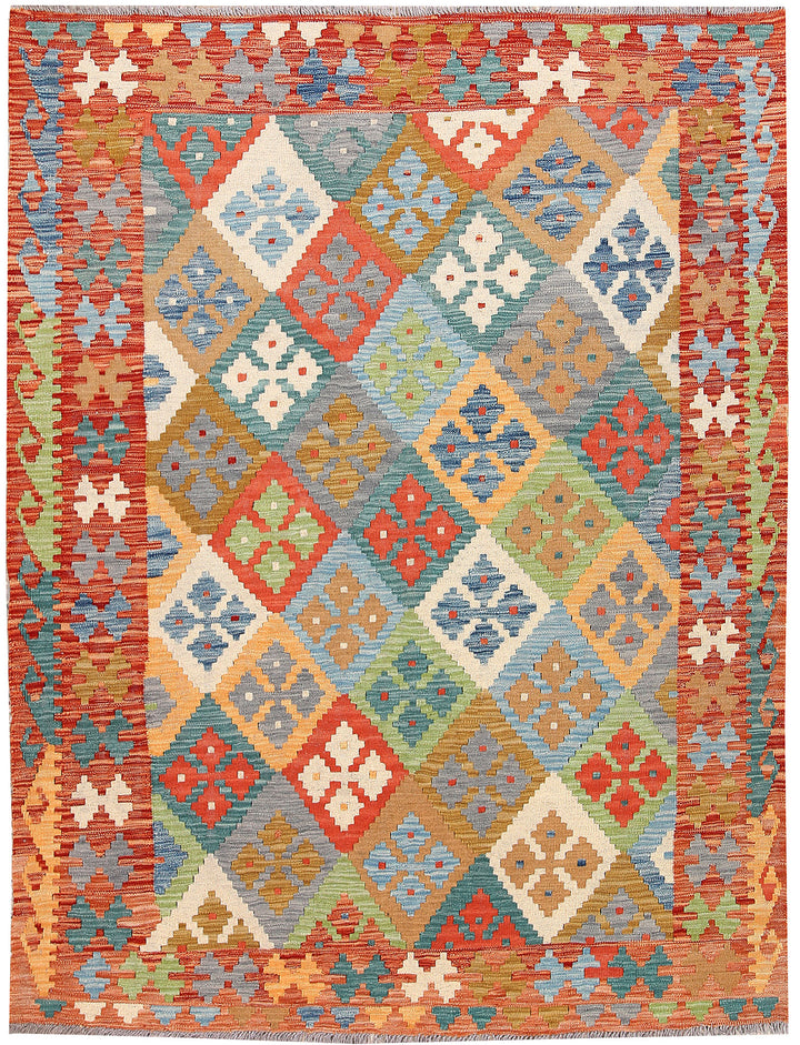 Multi Colored Kilim 5' 1 x 6' 5 - No. 66610 - ALRUG Rug Store
