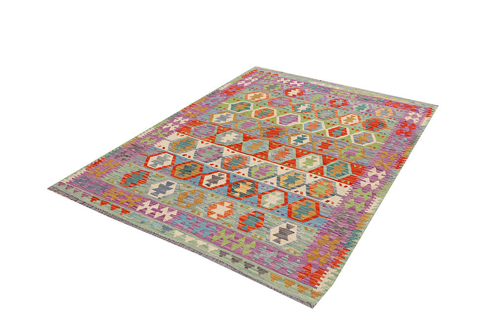 Multi Colored Kilim 5' 1 x 6' 6 - No. 66612 - ALRUG Rug Store