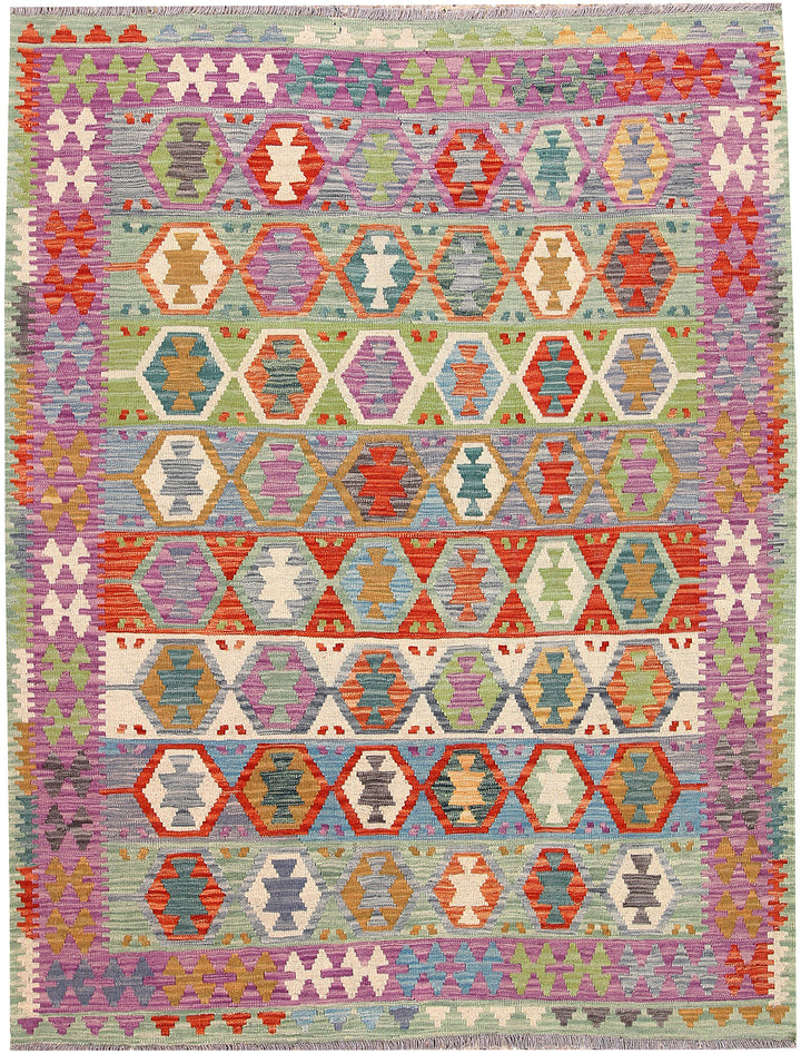 Multi Colored Kilim 5' 1 x 6' 6 - No. 66612 - ALRUG Rug Store