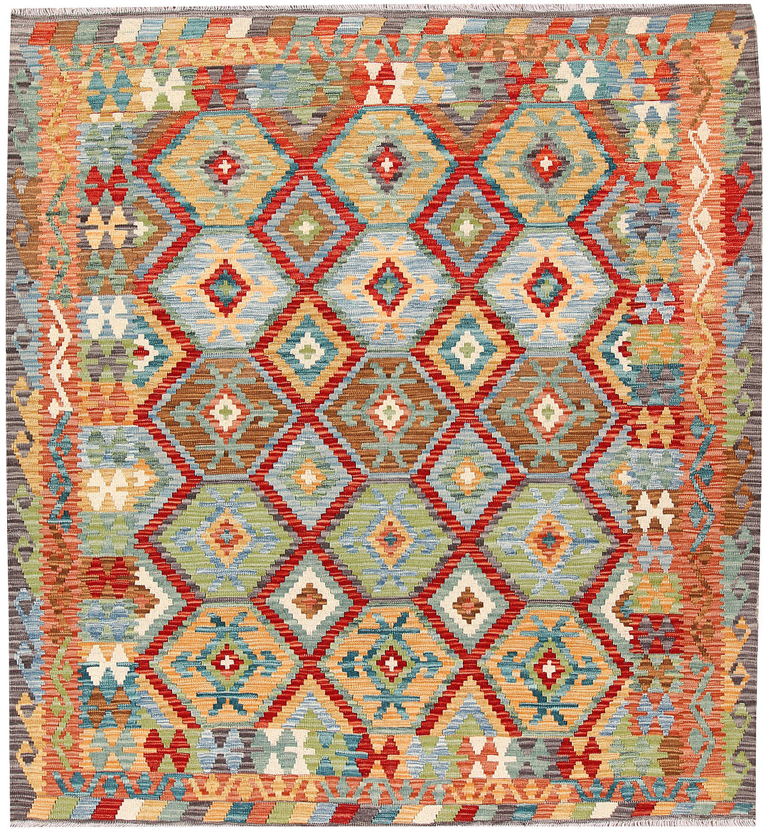 Multi Colored Kilim 5' 3 x 6' 10 - No. 66613 - ALRUG Rug Store