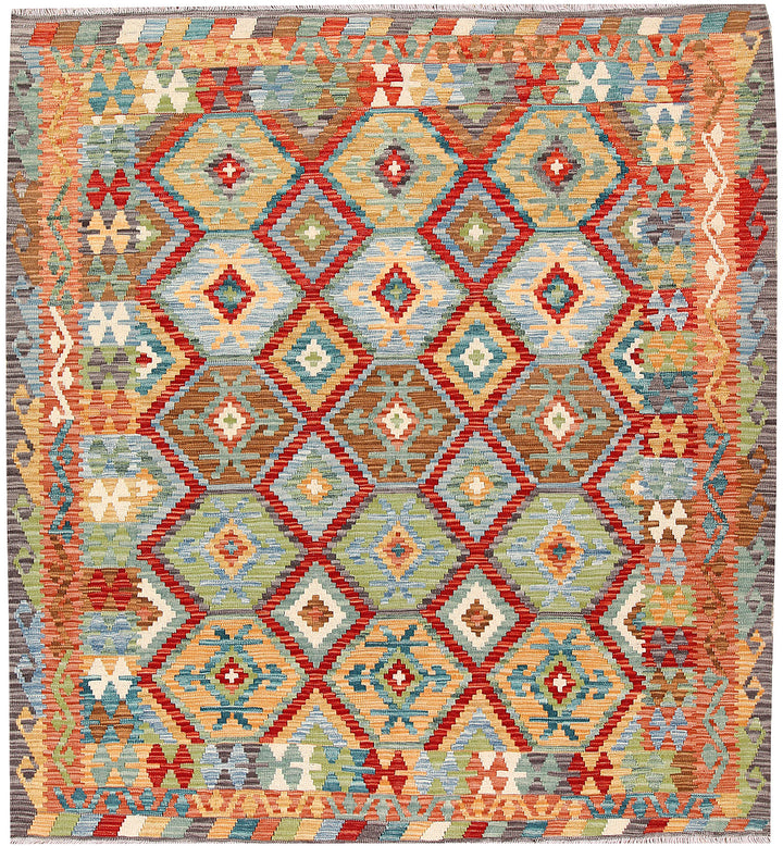 Multi Colored Kilim 5' 3 x 6' 10 - No. 66613 - ALRUG Rug Store