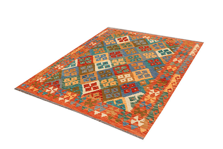 Multi Colored Kilim 5' 1 x 6' 4 - No. 66614 - ALRUG Rug Store