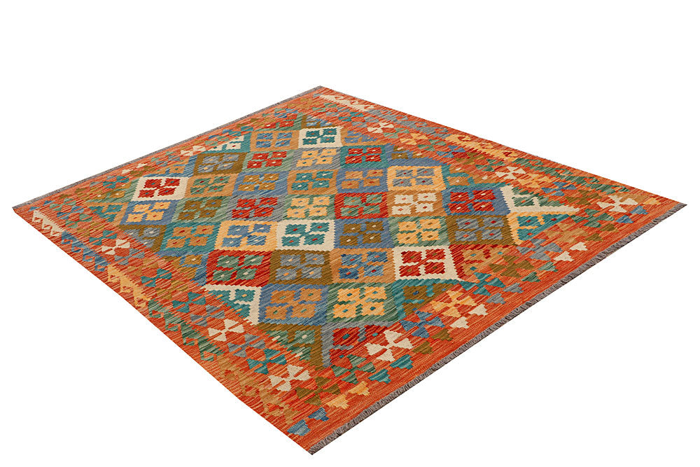 Multi Colored Kilim 5' 1 x 6' 4 - No. 66614 - ALRUG Rug Store