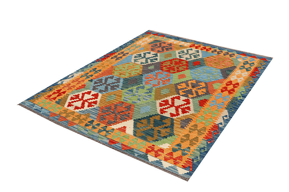 Multi Colored Kilim 5' 1 x 6' 6 - No. 66617 - ALRUG Rug Store