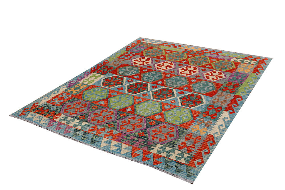 Multi Colored Kilim 4' 11 x 6' 5 - No. 66619 - ALRUG Rug Store
