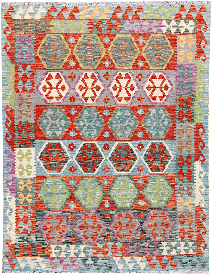 Multi Colored Kilim 4' 11 x 6' 5 - No. 66619 - ALRUG Rug Store