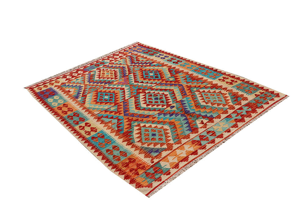 Multi Colored Kilim 4' 11 x 6' 5 - No. 66621 - ALRUG Rug Store