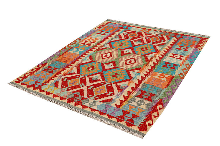 Multi Colored Kilim 4' 11 x 6' 4 - No. 66623 - ALRUG Rug Store