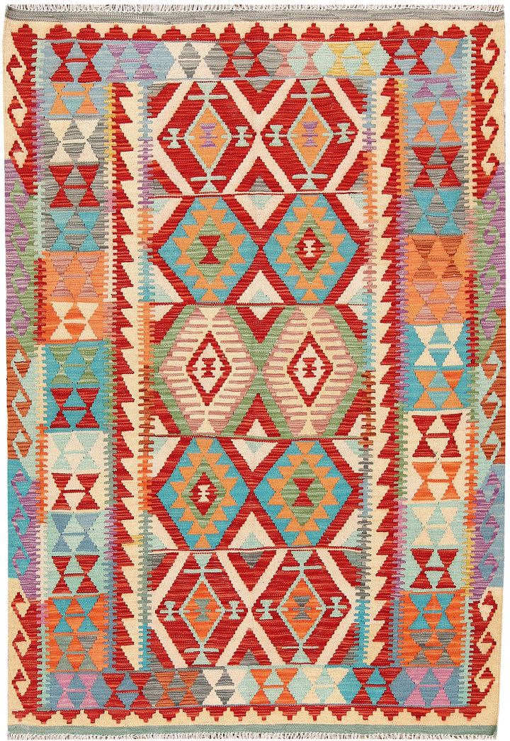 Multi Colored Kilim 4' 11 x 6' 4 - No. 66623 - ALRUG Rug Store