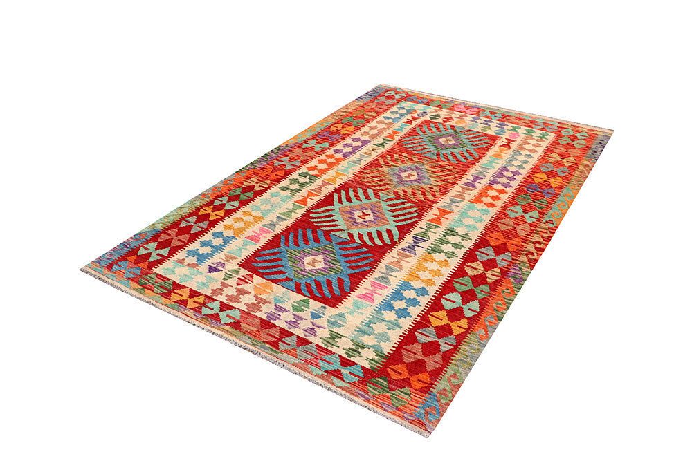 Multi Colored Kilim 4' 5 x 6' 10 - No. 66628 - ALRUG Rug Store