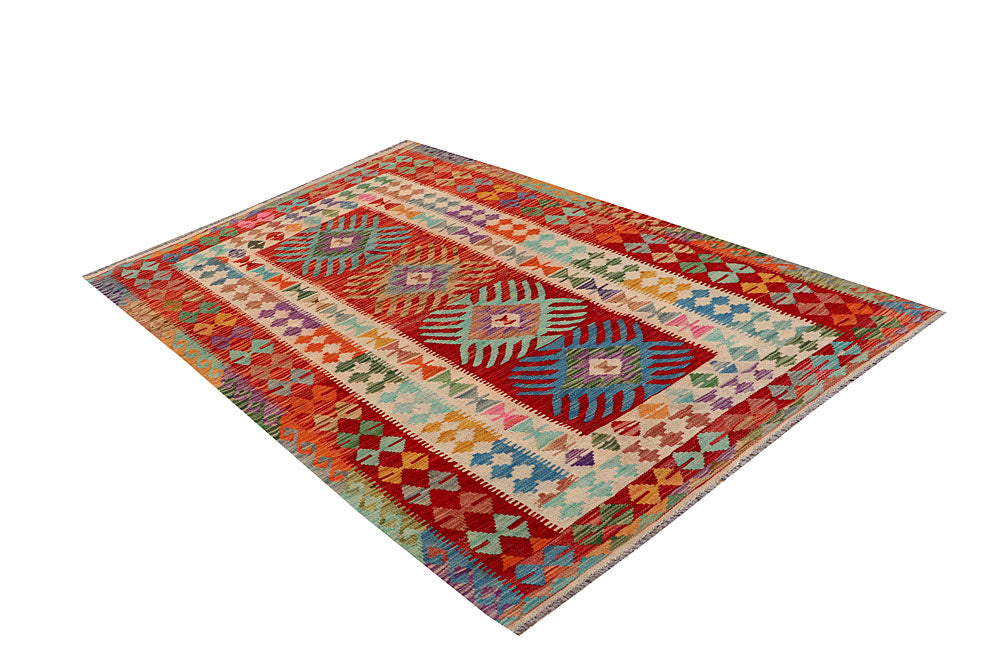 Multi Colored Kilim 4' 5 x 6' 10 - No. 66628 - ALRUG Rug Store
