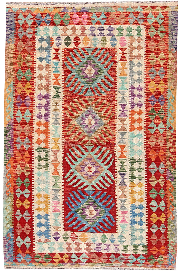 Multi Colored Kilim 4' 5 x 6' 10 - No. 66628 - ALRUG Rug Store