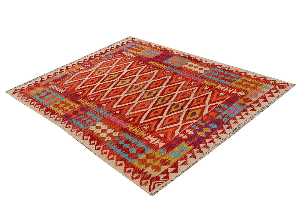 Multi Colored Kilim 4' 9 x 6' 4 - No. 66629 - ALRUG Rug Store