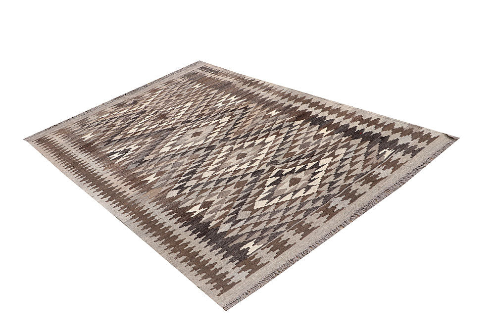 Multi Colored Kilim 4' 6 x 6' 4 - No. 66640 - ALRUG Rug Store