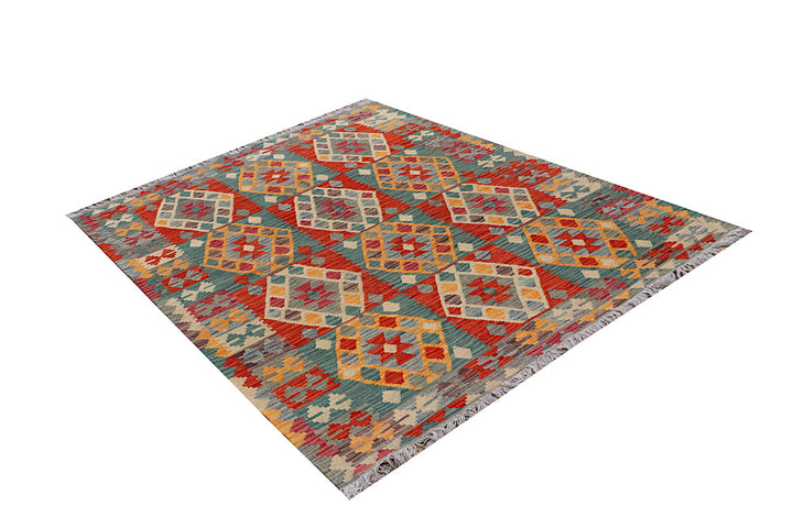 Multi Colored Kilim 5' 1 x 6' 6 - No. 66641 - ALRUG Rug Store