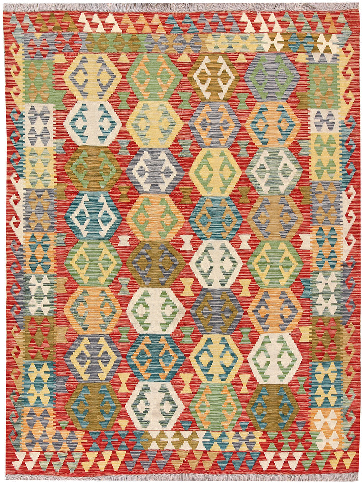 Multi Colored Kilim 4' 11 x 6' 4 - No. 66643 - ALRUG Rug Store