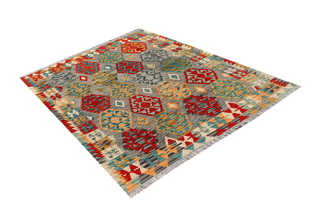 Multi Colored Kilim 5' 1 x 6' 6 - No. 66646 - ALRUG Rug Store