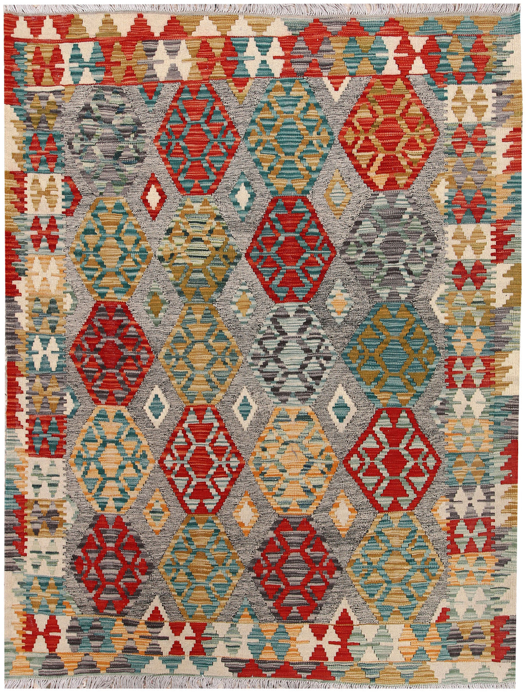 Multi Colored Kilim 5' 1 x 6' 6 - No. 66646 - ALRUG Rug Store