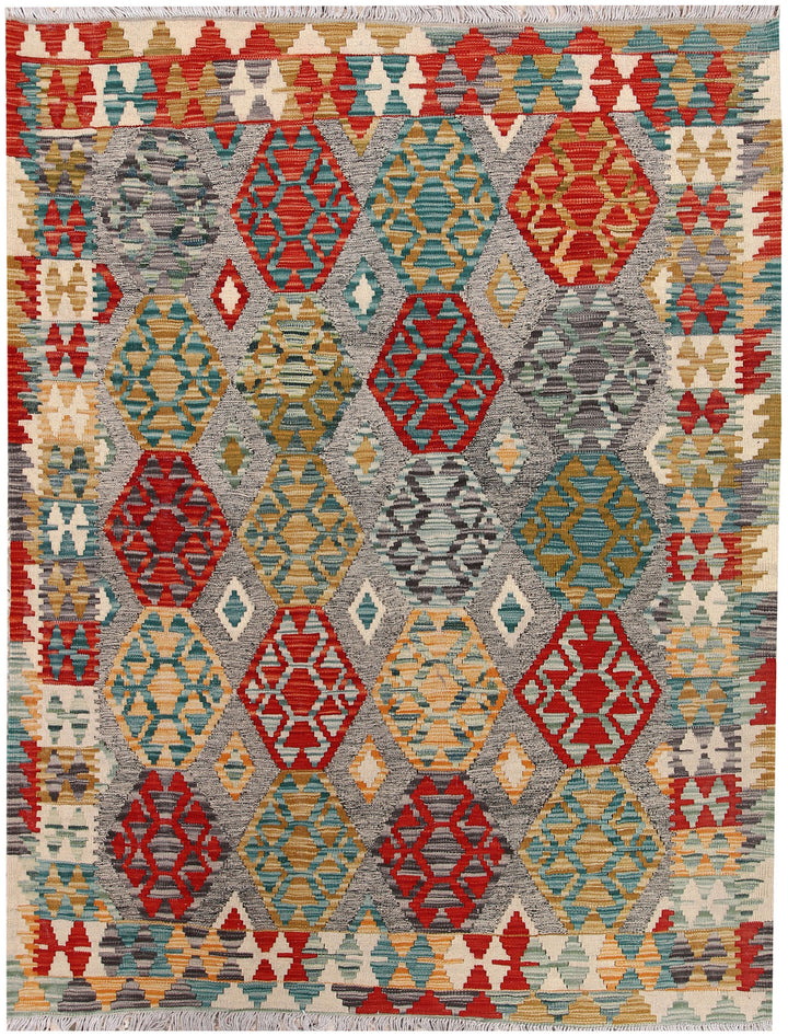 Multi Colored Kilim 5' 1 x 6' 6 - No. 66646 - ALRUG Rug Store