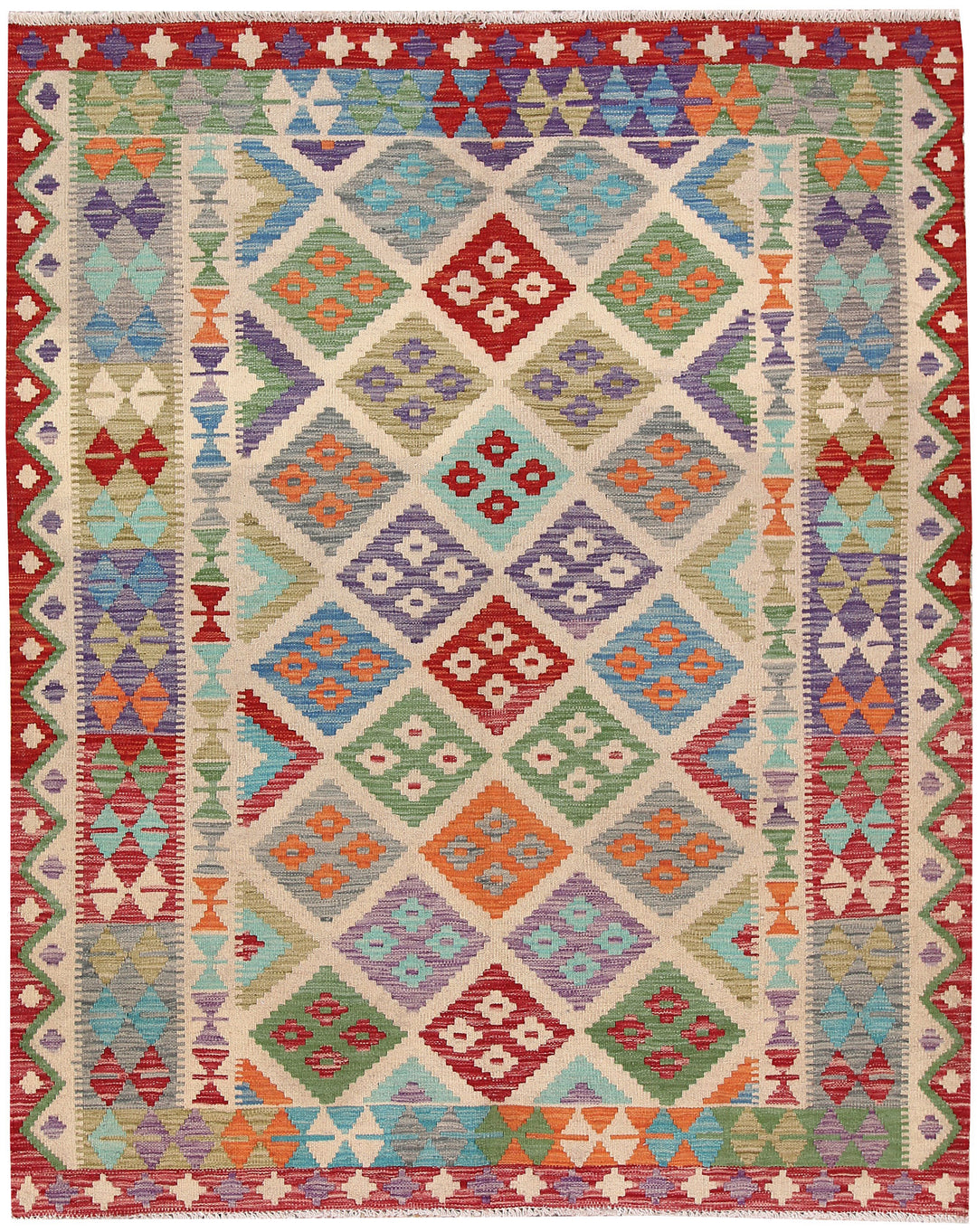 Multi Colored Kilim 5' 1 x 6' 4 - No. 66648 - ALRUG Rug Store