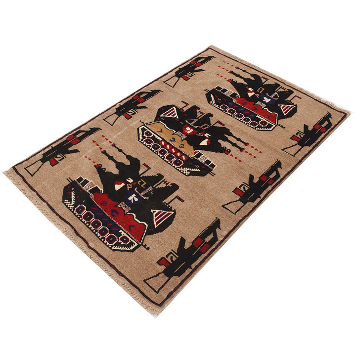 Afghan War Rug 2' 9" x 4' 5" - No. AL51170