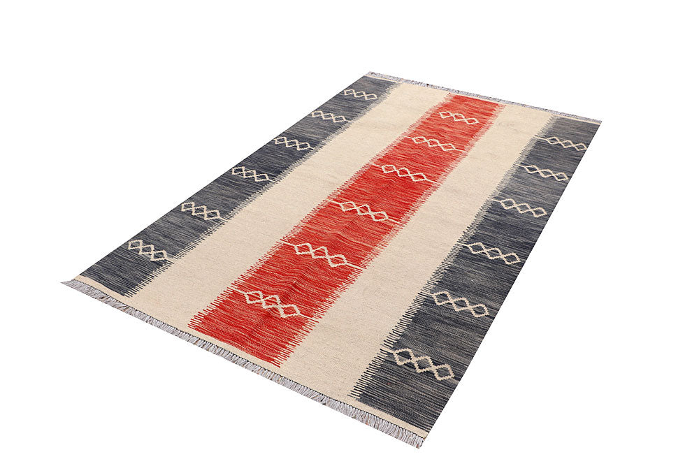 Multi Colored Kilim 4' 1 x 6' 5 - No. 66702 - ALRUG Rug Store