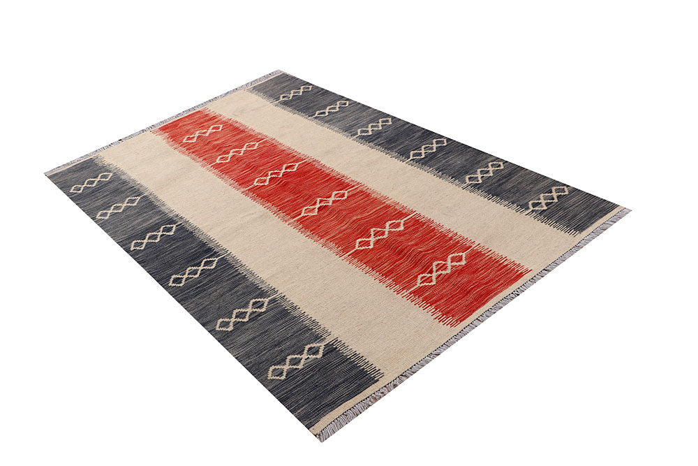Multi Colored Kilim 4' 1 x 6' 5 - No. 66702 - ALRUG Rug Store