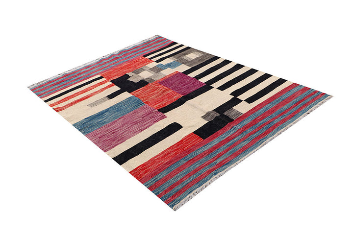 Multi Colored Kilim 4' 10 x 6' 5 - No. 66703 - ALRUG Rug Store