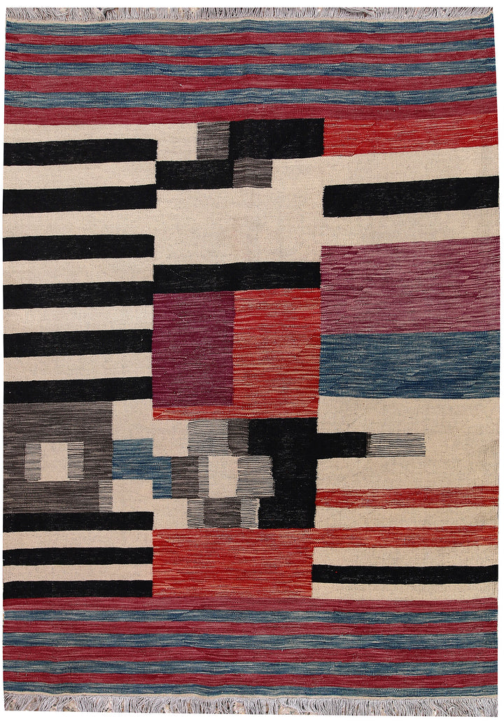 Multi Colored Kilim 4' 10 x 6' 5 - No. 66703 - ALRUG Rug Store