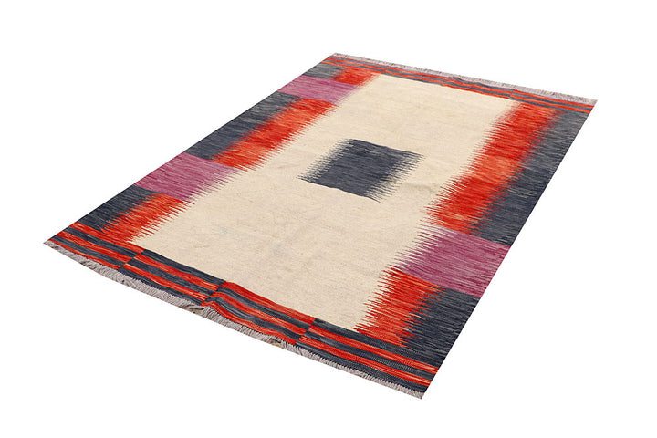 Multi Colored Kilim 4' 9 x 6' 6 - No. 66704 - ALRUG Rug Store