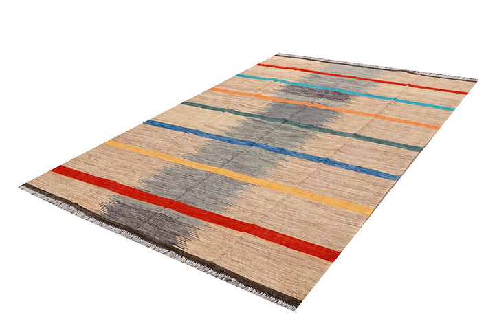 Multi Colored Kilim 6' 3 x 9' 8 - No. 66707 - ALRUG Rug Store