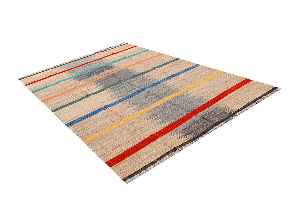 Multi Colored Kilim 6' 3 x 9' 8 - No. 66707 - ALRUG Rug Store