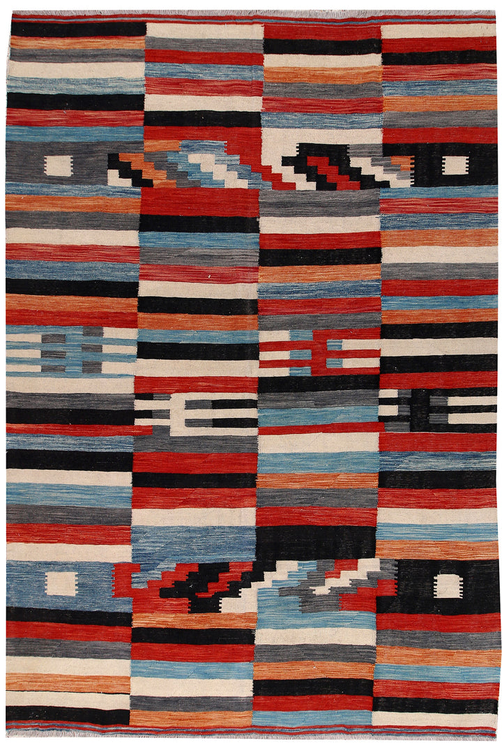 Multi Colored Kilim 6' 6 x 9' 7 - No. 66716 - ALRUG Rug Store