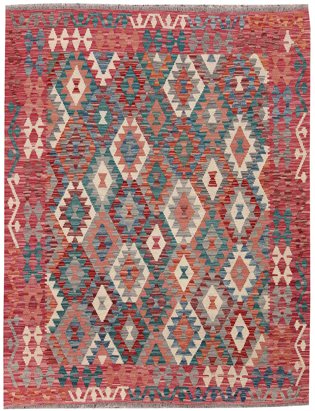 Multi Colored Kilim 5' 1 x 6' 4 - No. 66722 - ALRUG Rug Store