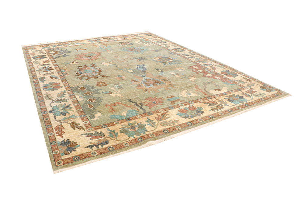 Dark Olive Green Oushak 9' 5 x 12' - No. 66723 - ALRUG Rug Store