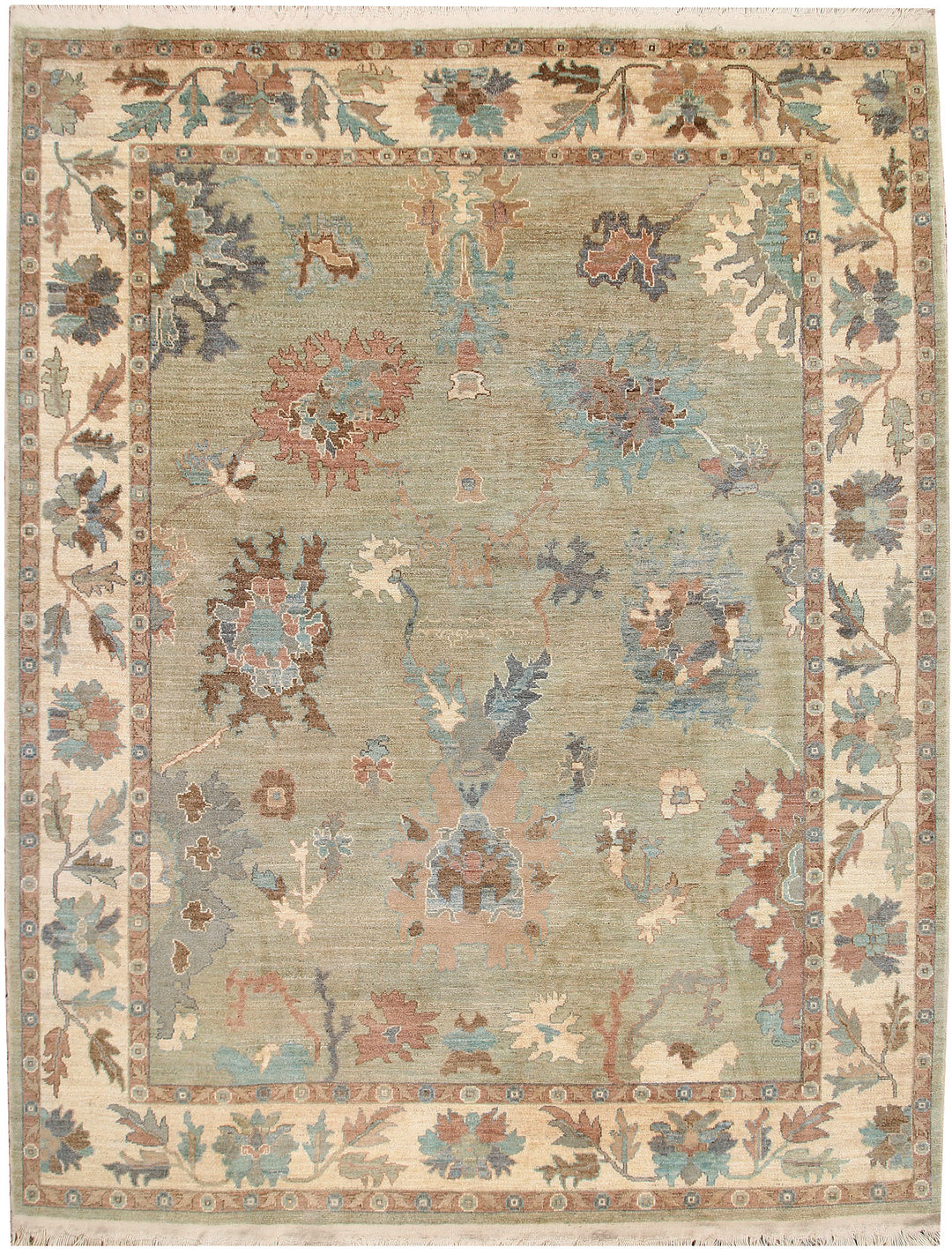 Dark Olive Green Oushak 9' 5 x 12' - No. 66723 - ALRUG Rug Store