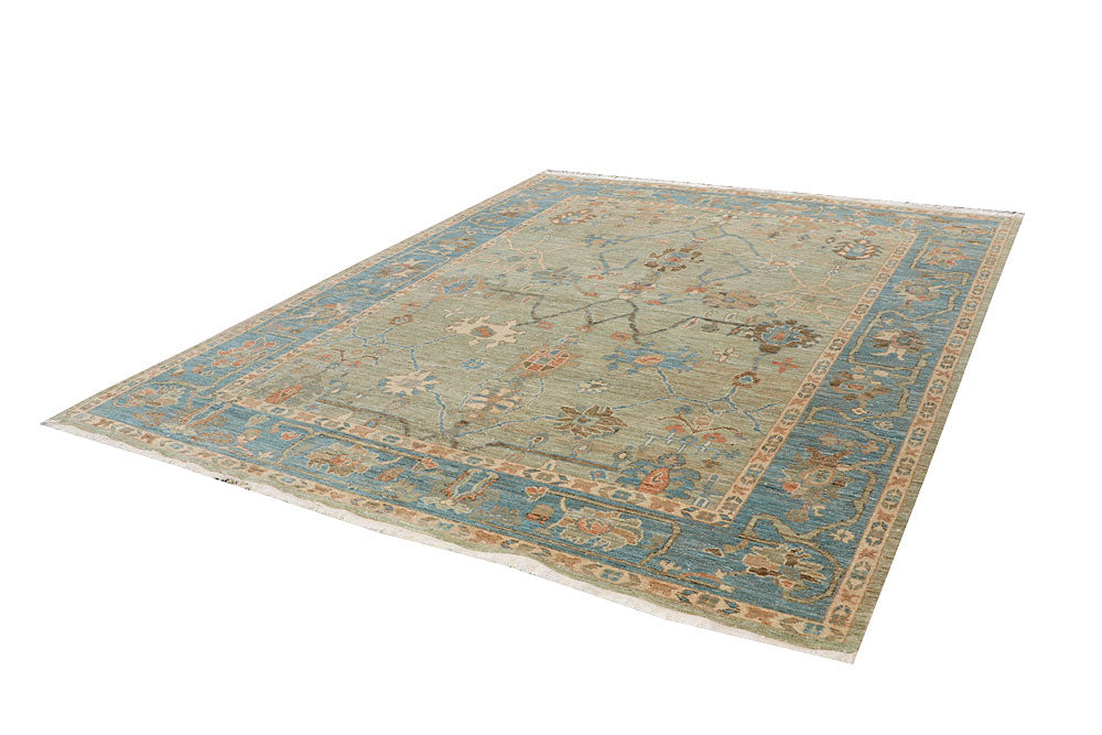 Dark Sea Green Oushak 8' 2 x 10' 2 - No. 66725 - ALRUG Rug Store