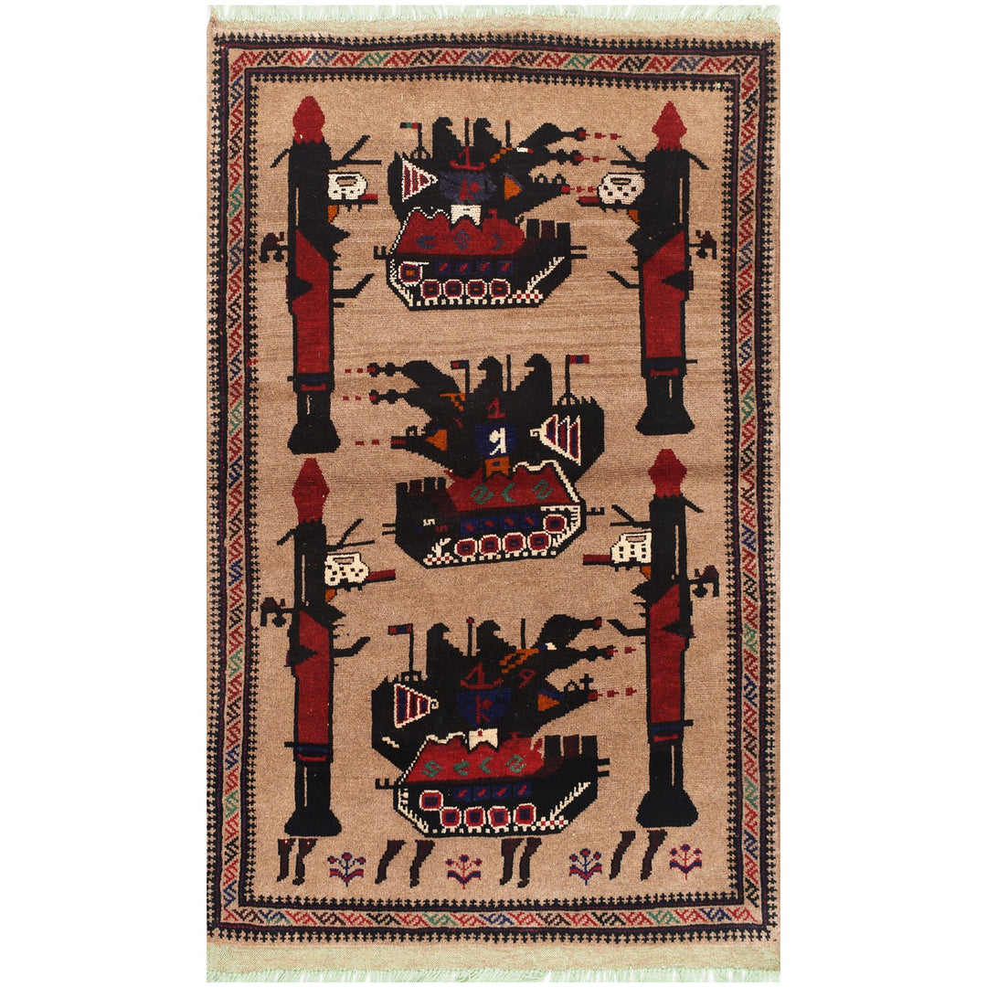 Afghan War Rug 3' x 4' 6" - No. AL69422