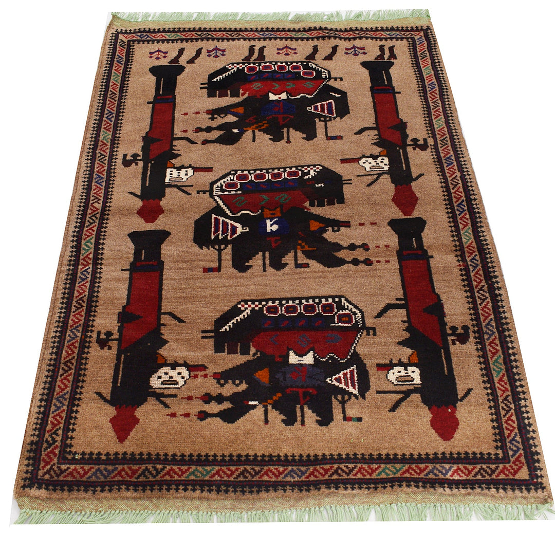Afghan War Rug 3' x 4' 6" - No. AL69422