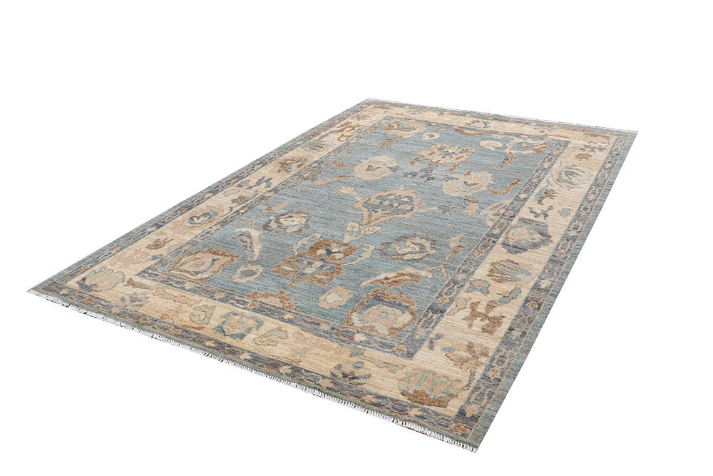 Light Steel Blue Oushak 6' 1 x 8' 10 - No. 66743 - ALRUG Rug Store