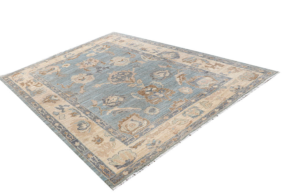 Light Steel Blue Oushak 6' 1 x 8' 10 - No. 66743 - ALRUG Rug Store