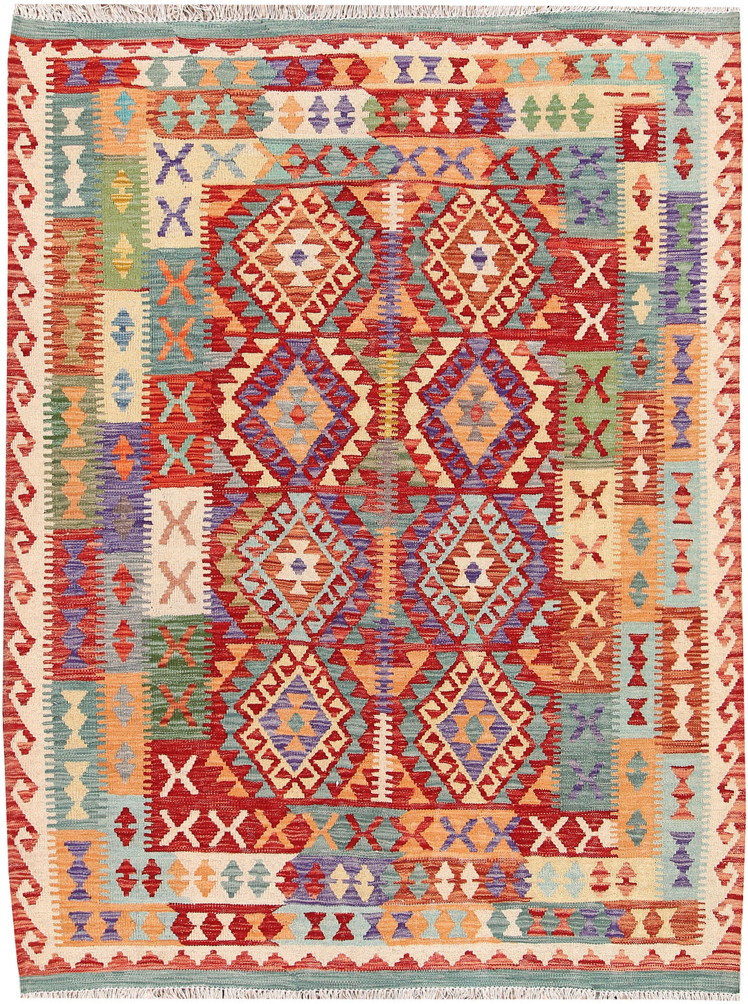 Multi Colored Kilim 4' 11 x 6' 6 - No. 66756 - ALRUG Rug Store