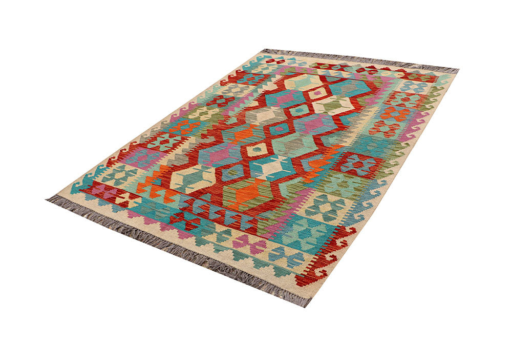 Multi Colored Kilim 4' 11 x 6' 6 - No. 66757 - ALRUG Rug Store